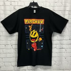 Brisco Pac-Man Graphic T-Shirt Men's Size L Black Retro Video Gaming Travel